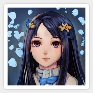 Black Hair Anime Girl Sticker
